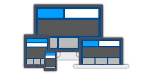 Ein Bild, welches die selbe Webseite auf unterschiedlichen Geräten anzeigt. Es deutet auf Responsiveness.