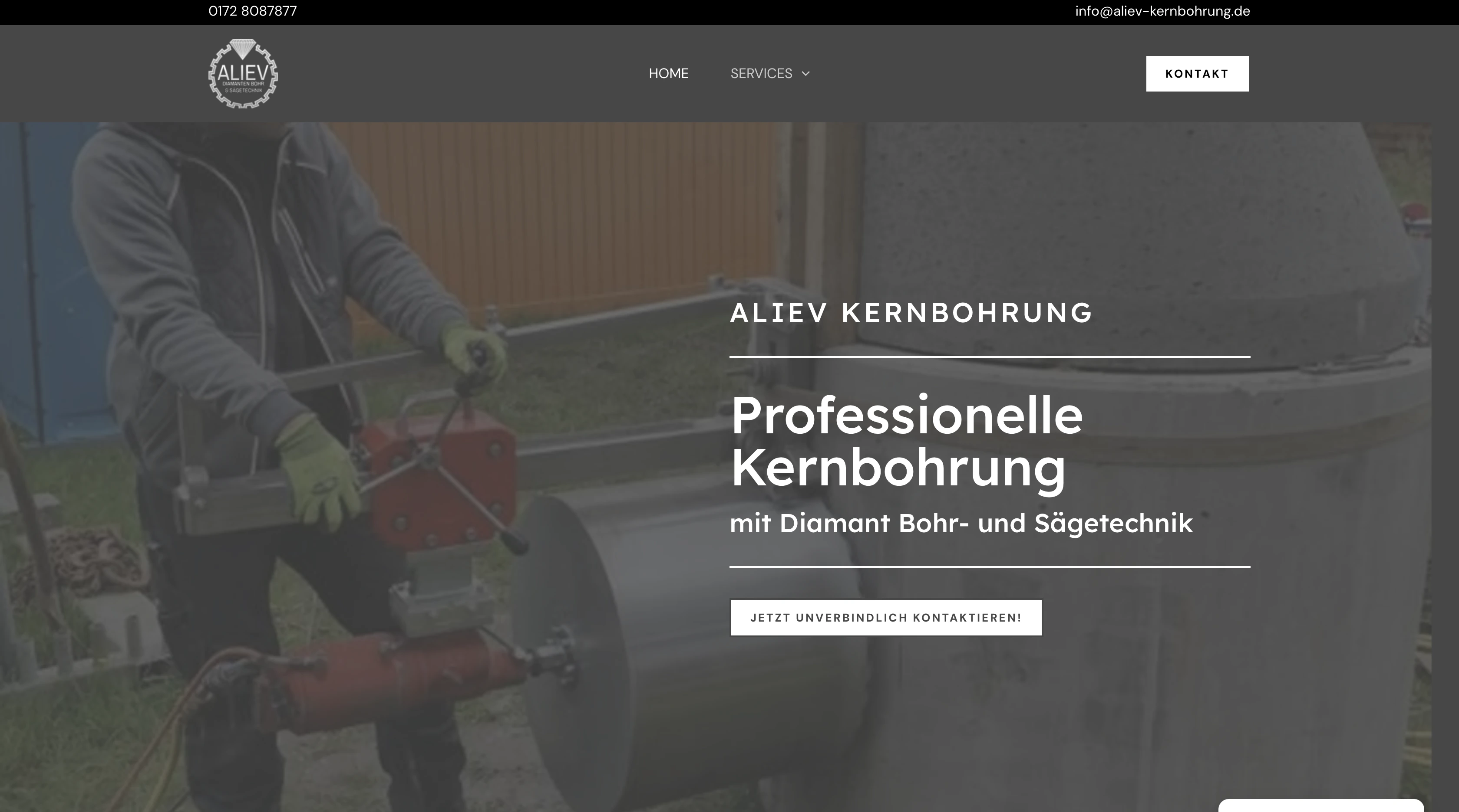 Foto der Webseite des Aliev Kernbohrung